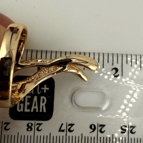 Elegant Gold Plated Swirl Ring with CZ Stones Size 8 - Picture 7 of 14